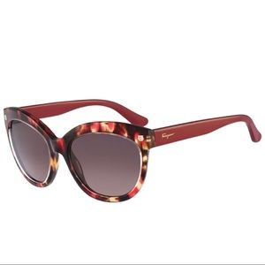 Salvatore Ferraegamo SF675S Red Tortoise Cat Eye Sunglasses